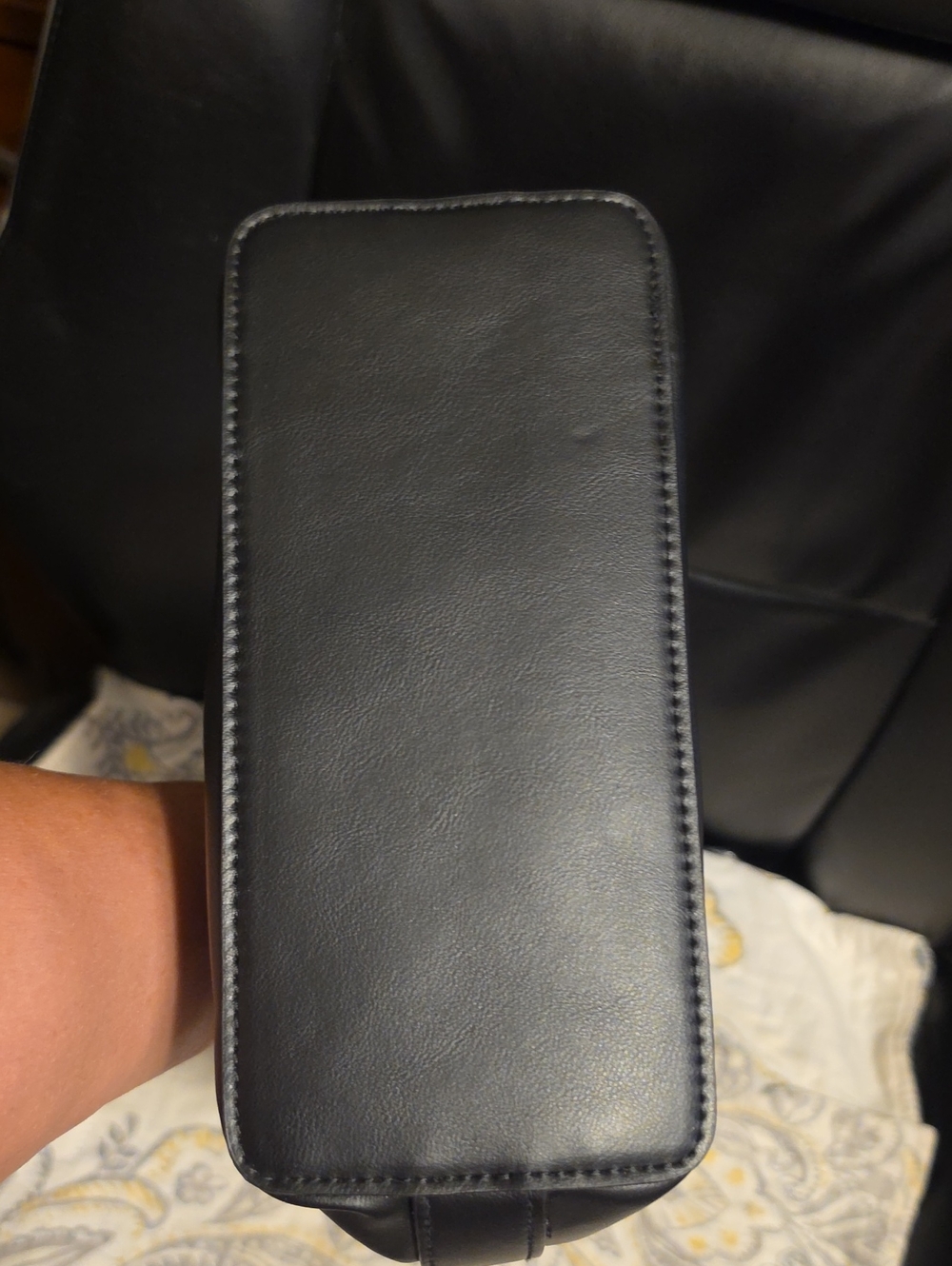 A New Day Black Faux-Leather Top Handle Bag with Gold Hardware - Picture 3 of 4